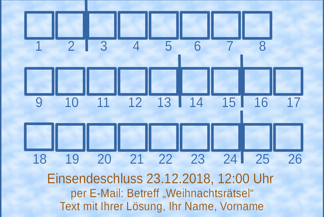 Rätselschablone für die Lösungsbuchstaben