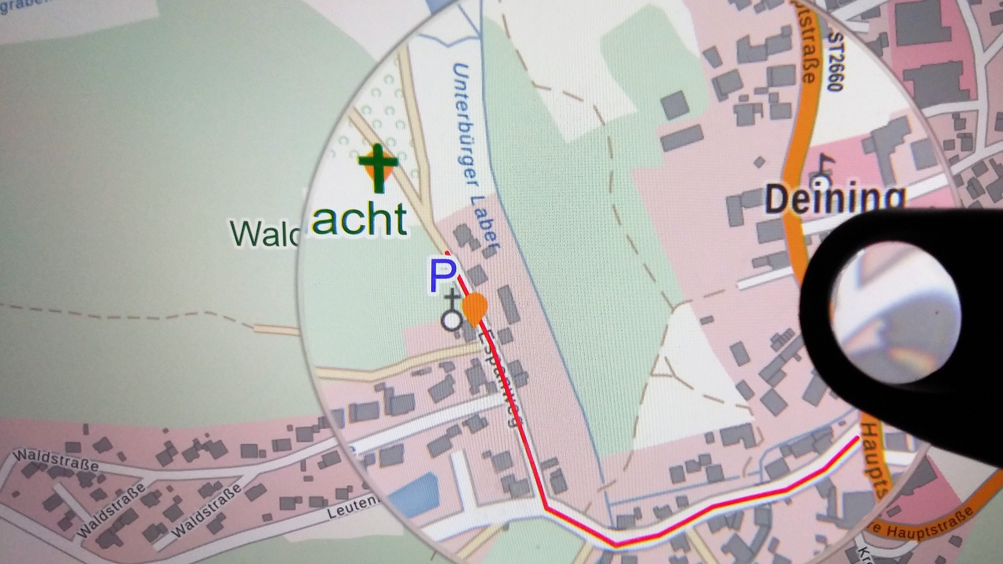 Waldweihnacht Deining, Weg in Karte, Kartengrundlage BayernAtlas